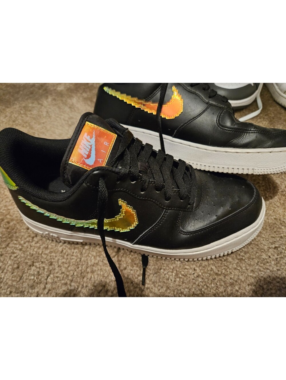 Nike Air Force 1 ‘07 Low Black Iridescent Pixel CV1699-002 Men's Size 10.5 No Bx